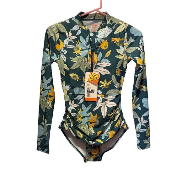NWT Axesea Front Zip Long Sleeve One Piece Swimsuit Size 6 - Picture 1 of 10